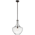 KICHLER 42046OZCS Everly 19.75" 1 Light Bell Pendant Clear Seeded Glass Olde Bronze