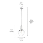 KICHLER 42141CHCLR Everly 15.25" 1 Light Bell Pendant Clear Glass Chrome