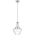 KICHLER 42141CHCLR Everly 15.25" 1 Light Bell Pendant Clear Glass Chrome