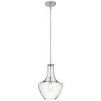 KICHLER 42141CHCLR Everly 15.25" 1 Light Bell Pendant Clear Glass Chrome