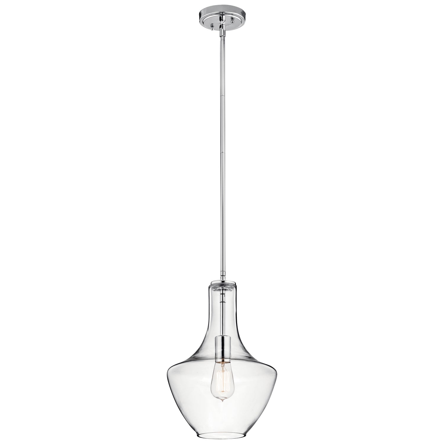 KICHLER 42141CHCLR Everly 15.25" 1 Light Bell Pendant Clear Glass Chrome