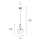 KICHLER 42141NICS Everly 15.25" 1 Light Bell Pendant Clear Seeded Glass Brushed Nickel