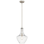 KICHLER 42141NICS Everly 15.25" 1 Light Bell Pendant Clear Seeded Glass Brushed Nickel