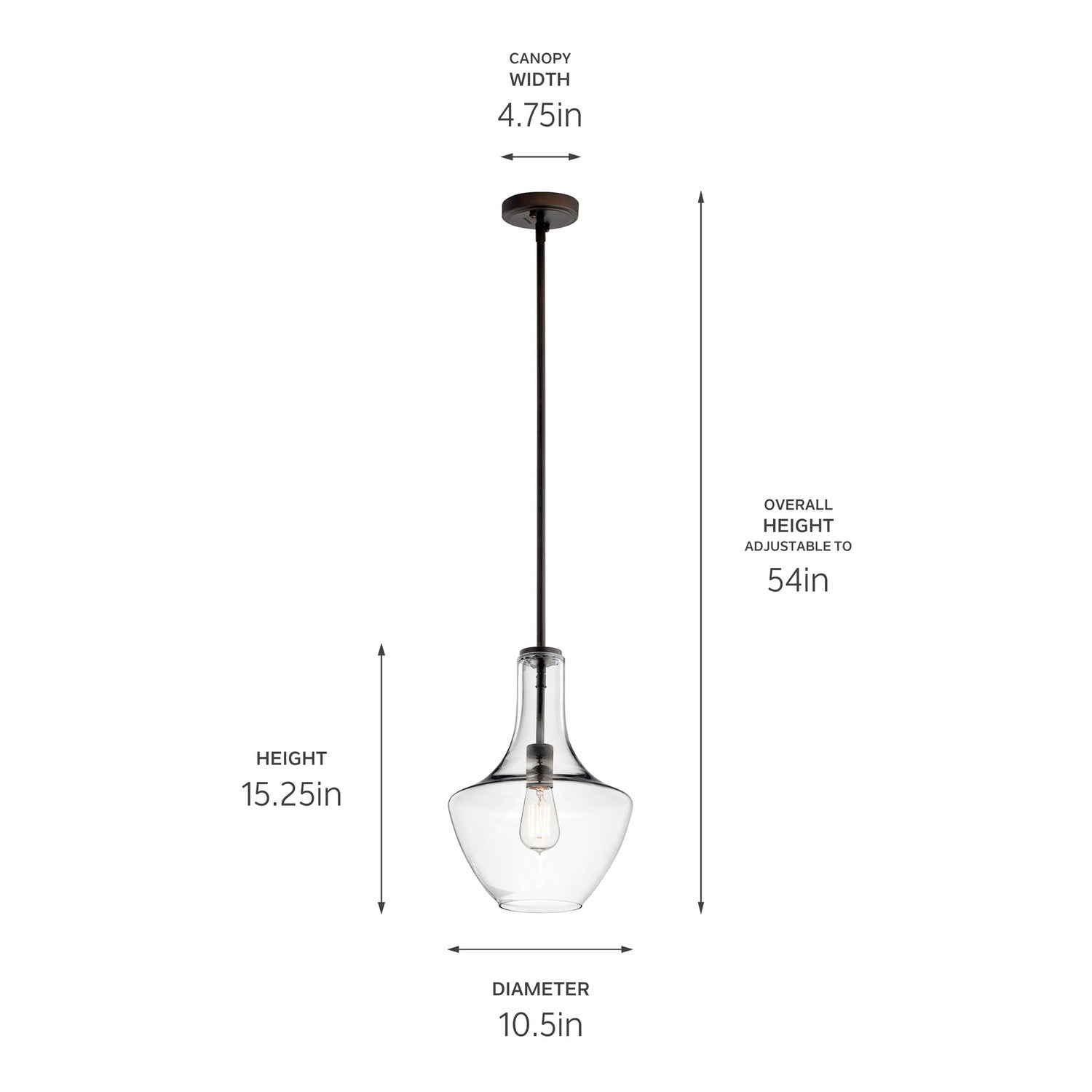 KICHLER 42141OZCLR Everly 15.25" 1 Light Bell Pendant Clear Glass Olde Bronze