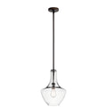 KICHLER 42141OZCLR Everly 15.25" 1 Light Bell Pendant Clear Glass Olde Bronze
