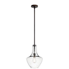KICHLER 42141OZCLR Everly 15.25" 1 Light Bell Pendant Clear Glass Olde Bronze