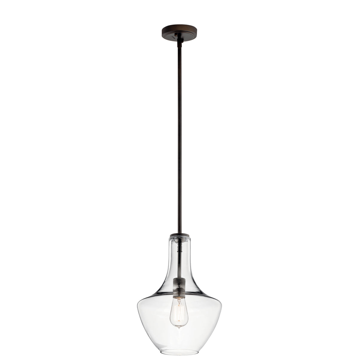 KICHLER 42141OZCLR Everly 15.25" 1 Light Bell Pendant Clear Glass Olde Bronze