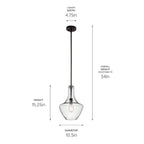 KICHLER 42141OZCS Everly 15.25" 1 Light Bell Pendant Clear Seeded Glass Olde Bronze