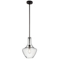KICHLER 42141OZCS Everly 15.25" 1 Light Bell Pendant Clear Seeded Glass Olde Bronze