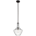 KICHLER 42141OZCS Everly 15.25" 1 Light Bell Pendant Clear Seeded Glass Olde Bronze