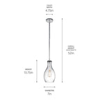 KICHLER 42456CHCLR Everly 13.75" 1 Light Hour Glass Pendant Clear Glass Chrome