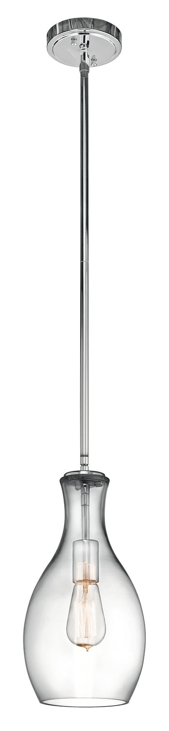 KICHLER 42456CHCLR Everly 13.75" 1 Light Hour Glass Pendant Clear Glass Chrome