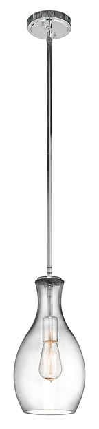 KICHLER 42456CHCLR Everly 13.75" 1 Light Hour Glass Pendant Clear Glass Chrome