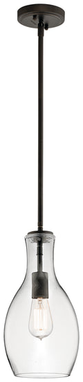 KICHLER 42456OZCLR Everly 13.75" 1 Light Hour Glass Pendant Clear Glass Olde Bronze