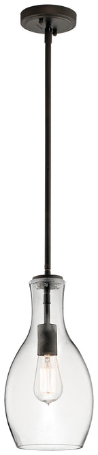 KICHLER 42456OZCLR Everly 13.75" 1 Light Hour Glass Pendant Clear Glass Olde Bronze