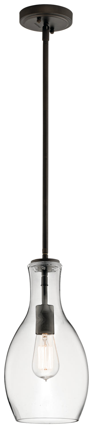 KICHLER 42456OZCLR Everly 13.75" 1 Light Hour Glass Pendant Clear Glass Olde Bronze