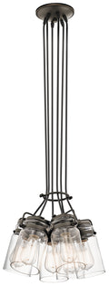 KICHLER 42877OZ Brinley 7.75" 6 Light Pendant with Clear Glass Olde Bronze