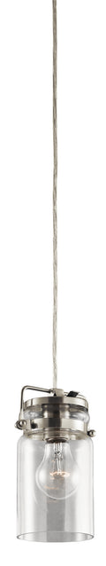 KICHLER 42878NI Brinley 7.75" 1 Light Mini Pendant With Clear Glass Brushed Nickel