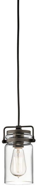 KICHLER 42878OZ Brinley 7.75" 1 Light Mini Pendant With Clear Glass Olde Bronze