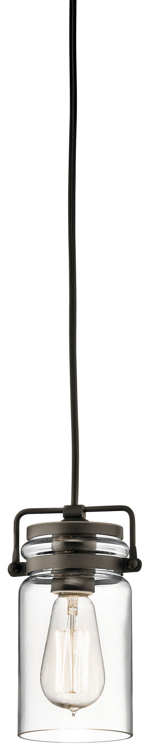 KICHLER 42878OZ Brinley 7.75" 1 Light Mini Pendant With Clear Glass Olde Bronze