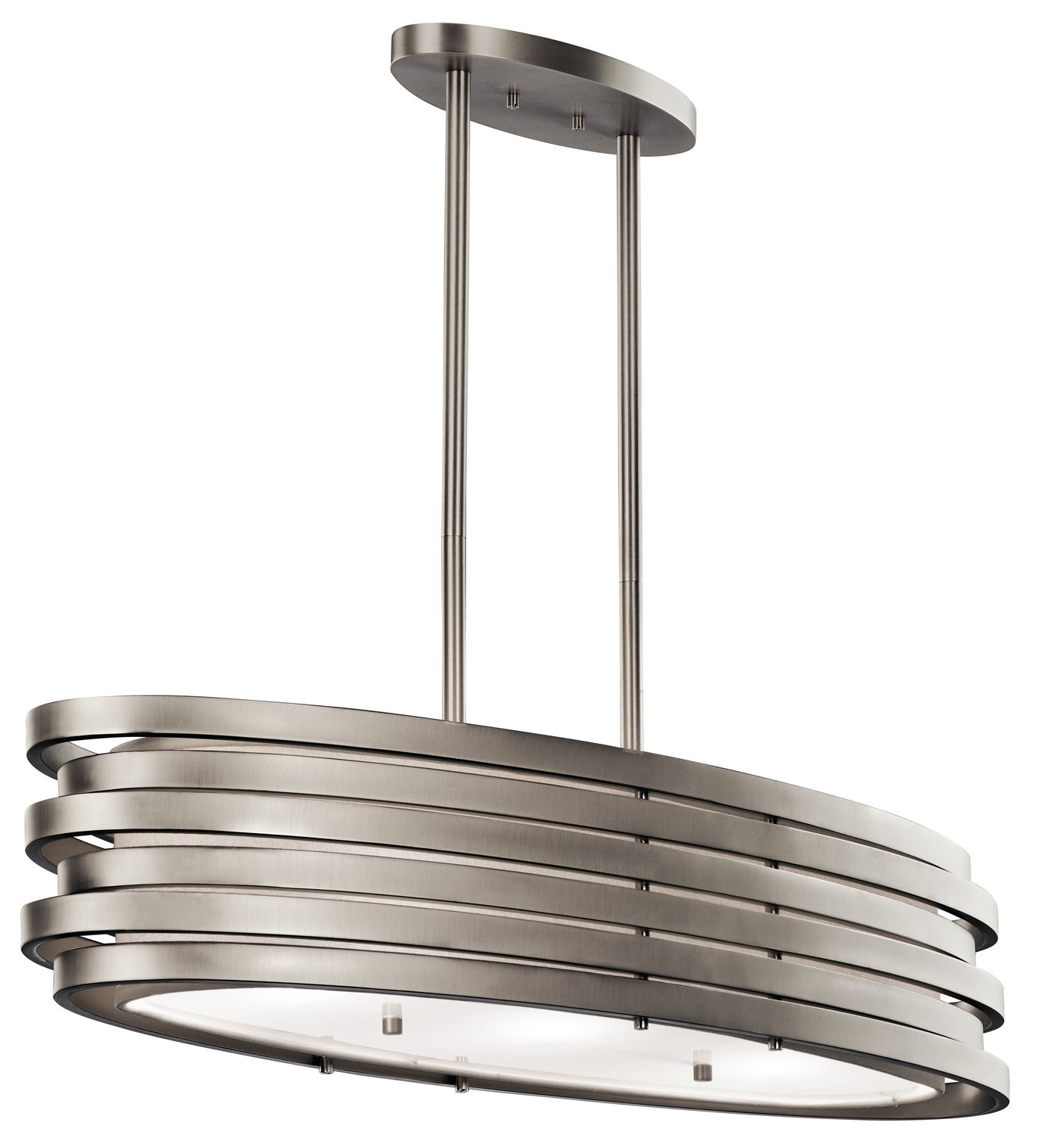 KICHLER 43303NI Roswell 7.75 inch 3 Light Oval Chandelier with Satin Etched Glass and Brushed Nickel finish