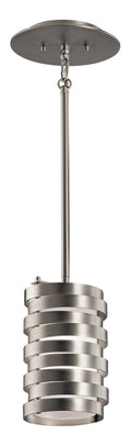 KICHLER 43304NI Roswell 8.5" 1 Light Mini Pendant with Satin Etched Diffuser and Off White Linen Shade in Brushed Nickel