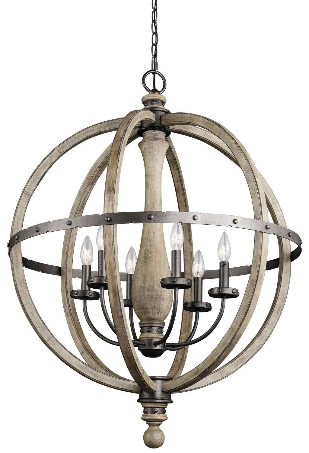 KICHLER 43327Dag Evan Six Light Chandelier Distressed Antique Gray