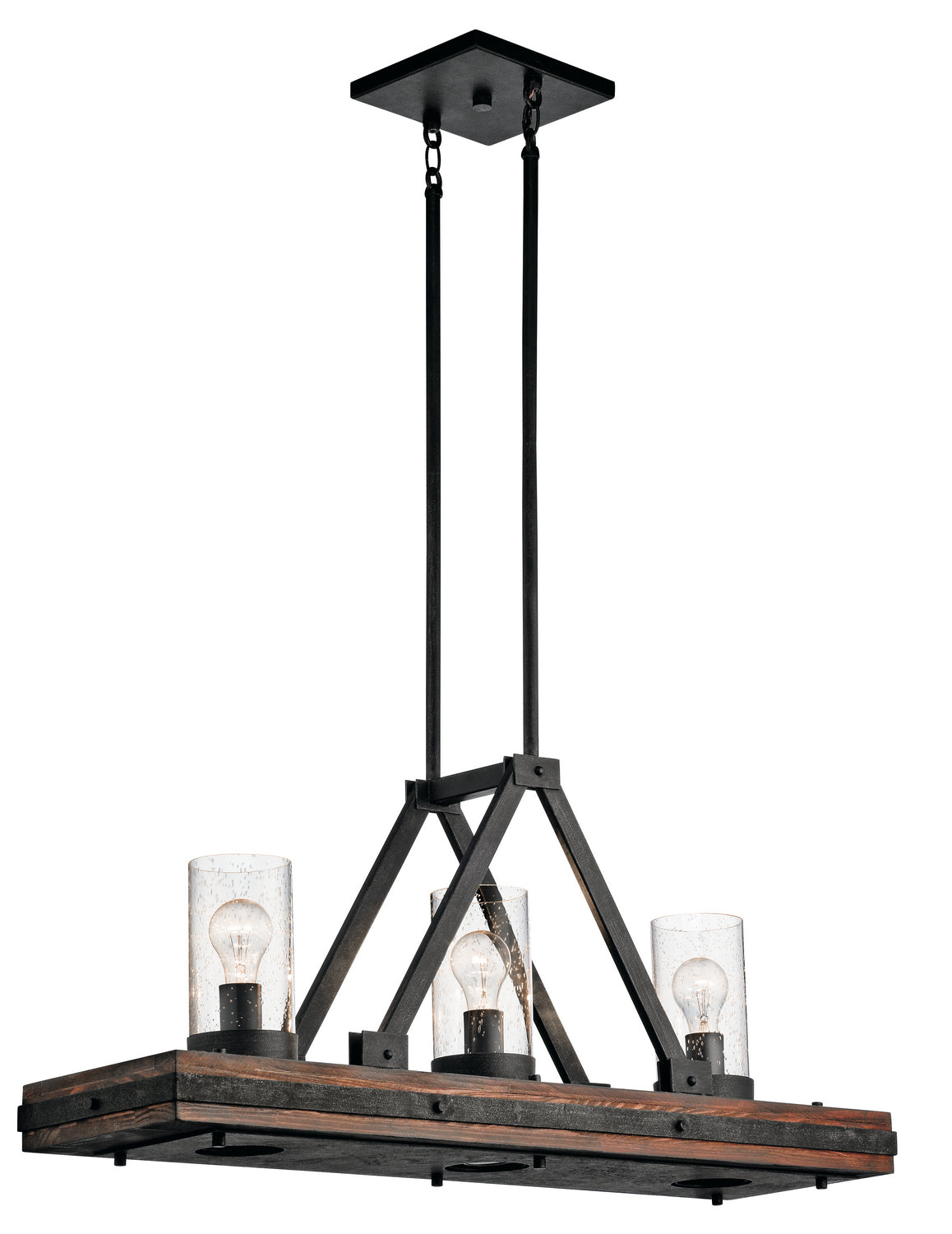 KICHLER 43433AUB Colerne 16.75" 6 Light Linear Chandelier Clear Seeded Glass Auburn Stained