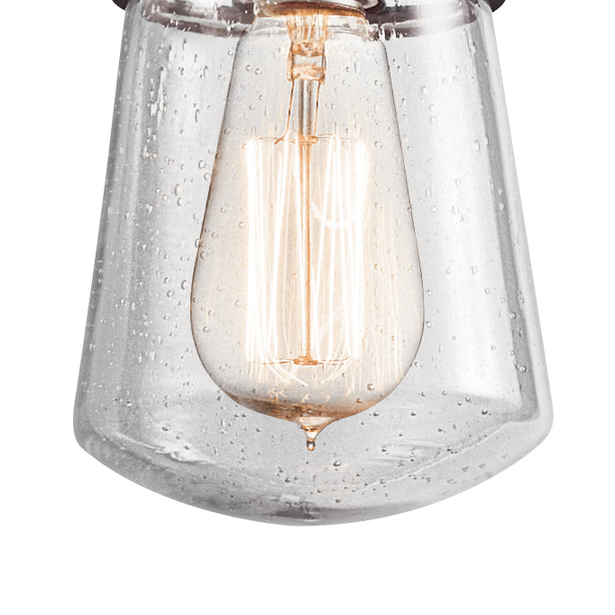 KICHLER 49446AZ Lyndon 9.5" 1 Light Pendant With Clear Seeded Glass Architectural Bronze