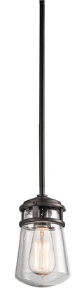 KICHLER 49446AZ Lyndon 9.5" 1 Light Pendant With Clear Seeded Glass Architectural Bronze