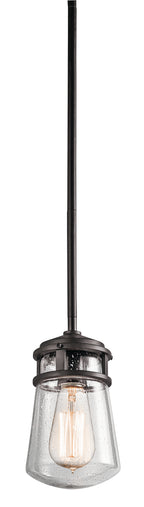 KICHLER 49446AZ Lyndon 9.5" 1 Light Pendant With Clear Seeded Glass Architectural Bronze