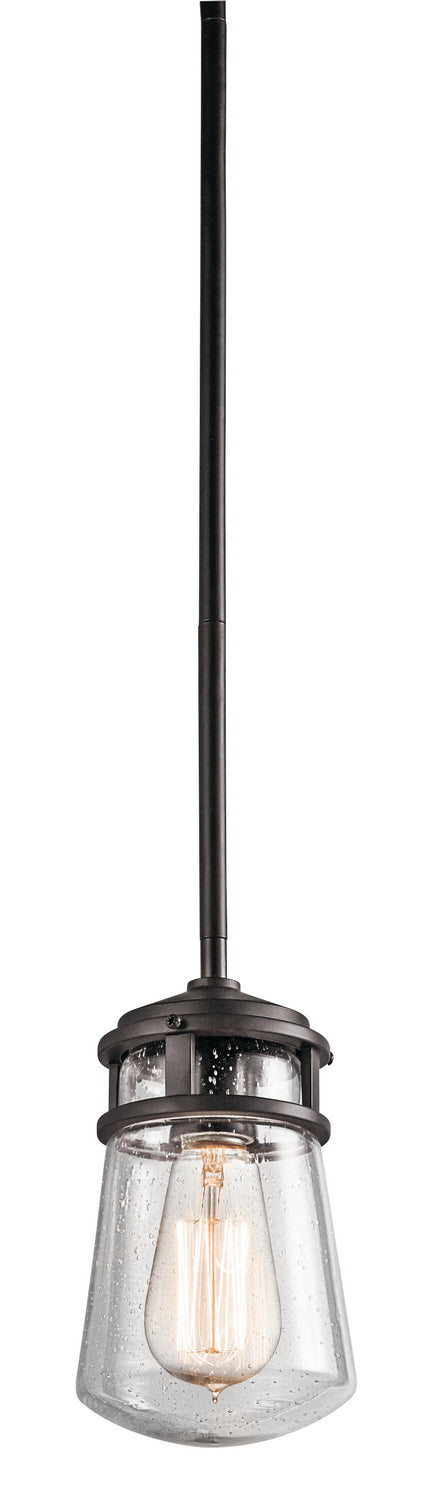 KICHLER 49446AZ Lyndon 9.5" 1 Light Pendant With Clear Seeded Glass Architectural Bronze