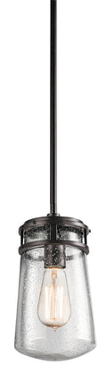 KICHLER 49447AZ Lyndon 11.75" 1 Light Pendant With Clear Seeded Glass Architectural Bronze