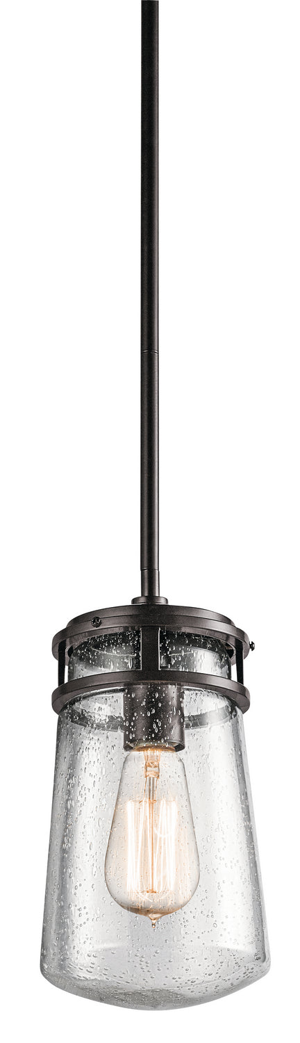 KICHLER 49447AZ Lyndon 11.75" 1 Light Pendant With Clear Seeded Glass Architectural Bronze