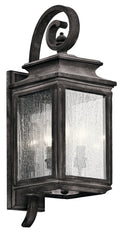 KICHLER 49502WZC Wiscombe Park 21.75" 3 Light Outdoor Wall Light With Clear Seeded Glass In Weathered Zinc