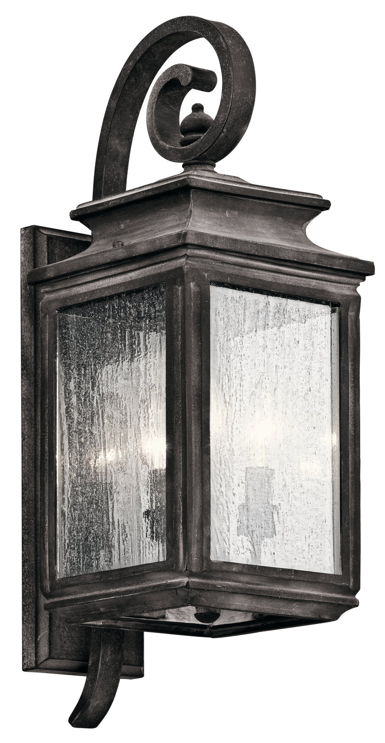 KICHLER 49502WZC Wiscombe Park 21.75" 3 Light Outdoor Wall Light With Clear Seeded Glass In Weathered Zinc