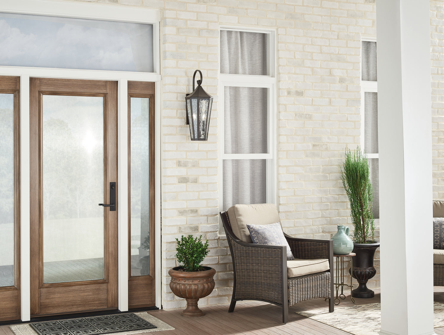 KICHLER 49513OZ Rochdale 24.75" 2 Light Outdoor Wall Light With Rain Glass In Olde Bronze