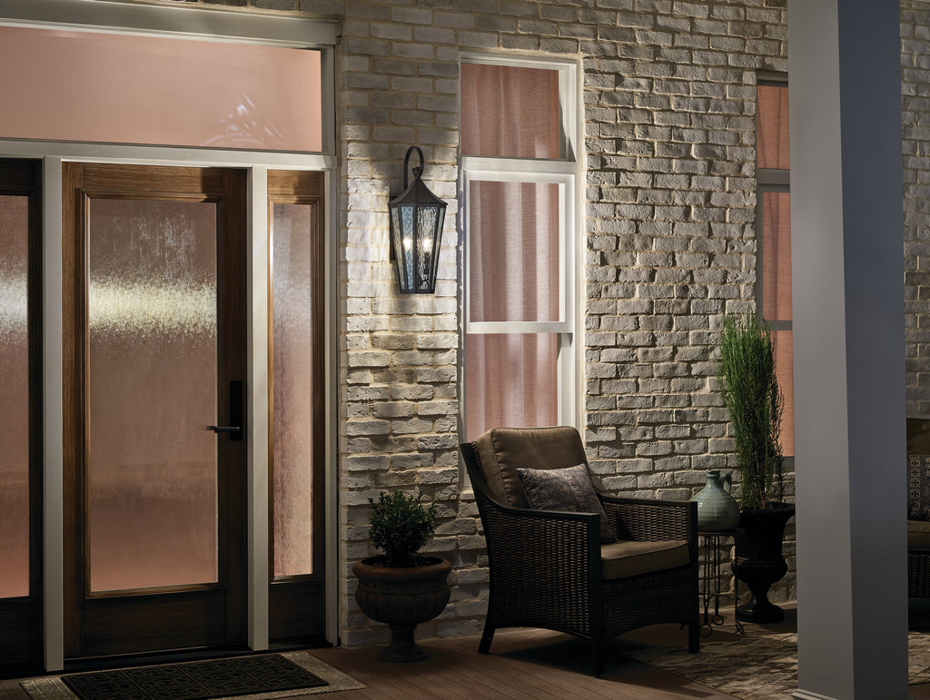 KICHLER 49513OZ Rochdale 24.75" 2 Light Outdoor Wall Light With Rain Glass In Olde Bronze