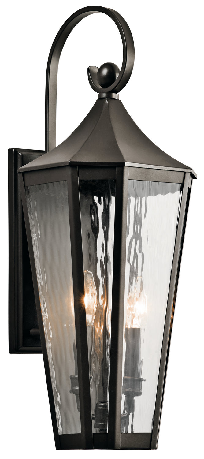 KICHLER 49513OZ Rochdale 24.75" 2 Light Outdoor Wall Light With Rain Glass In Olde Bronze