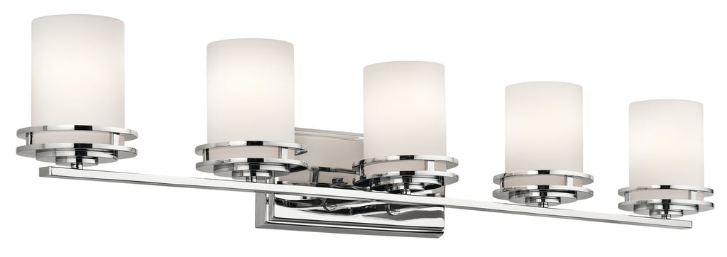 KICHLER 5085CH Hendrik 43" 5 Light Vanity Light With Satin Etched Cased Opal Chrome