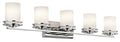 KICHLER 5085CH Hendrik 43" 5 Light Vanity Light With Satin Etched Cased Opal Chrome