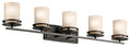 KICHLER 5085OZ Hendrik 43" 5 Light Vanity Light With Light Umber Etched Glass Olde Bronze