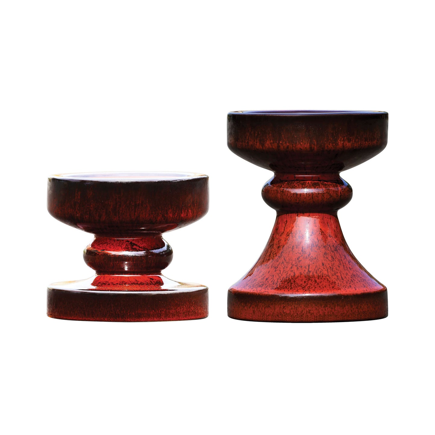 ELK STUDIO 552885 Florero Set of 2 Pillar Holders - Reactive Brick Red