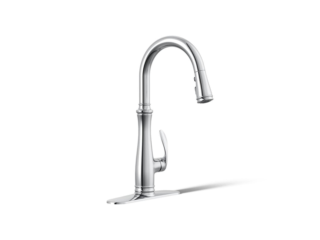 KOHLER K-560-CP Bellera Pull-Down Kitchen Sink Faucet With Three-Function Sprayhead - Polished Chrome