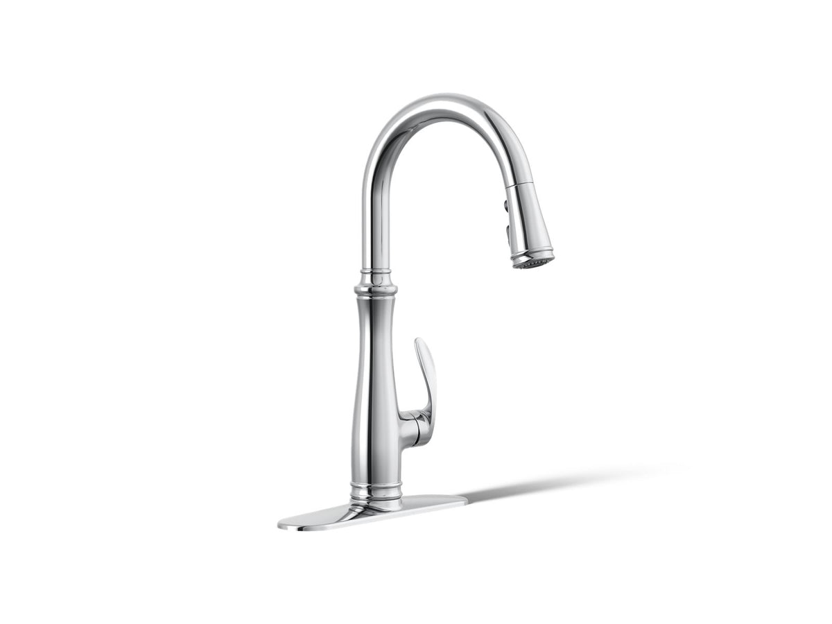 KOHLER K-560-CP Bellera Pull-Down Kitchen Sink Faucet With Three-Function Sprayhead - Polished Chrome
