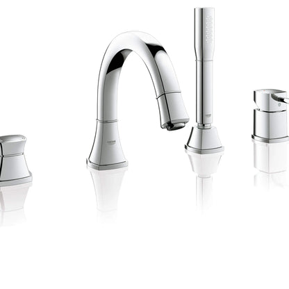 GROHE 19936000 Grandera 4-Hole Single-Handle Deck Mount Roman Tub Faucet with 2.0 GPM Hand Shower - Chrome