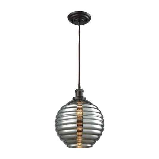 ELK SHOWROOM 56550/1 Ridley 1-Light Pendant in Oil Rubbed Bronze with Smoke Plated Beehive Glass