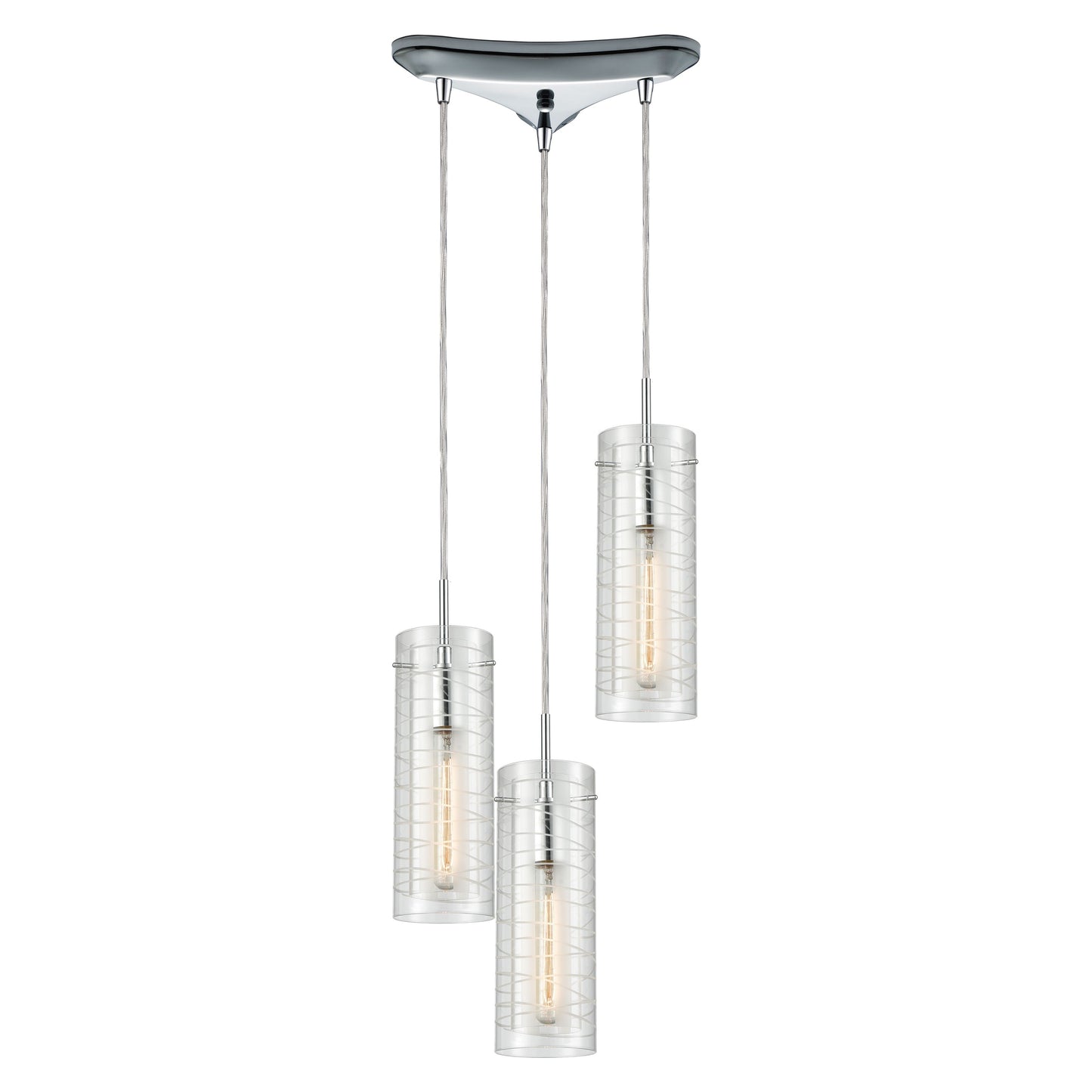 ELK SHOWROOM 56595/3 Swirl 12'' Wide 3-Light Pendant - Polished Chrome