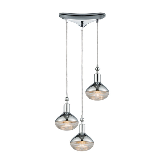 ELK SHOWROOM 56623/3 Ravette 12'' Wide 3-Light Mini Pendant - Polished Chrome