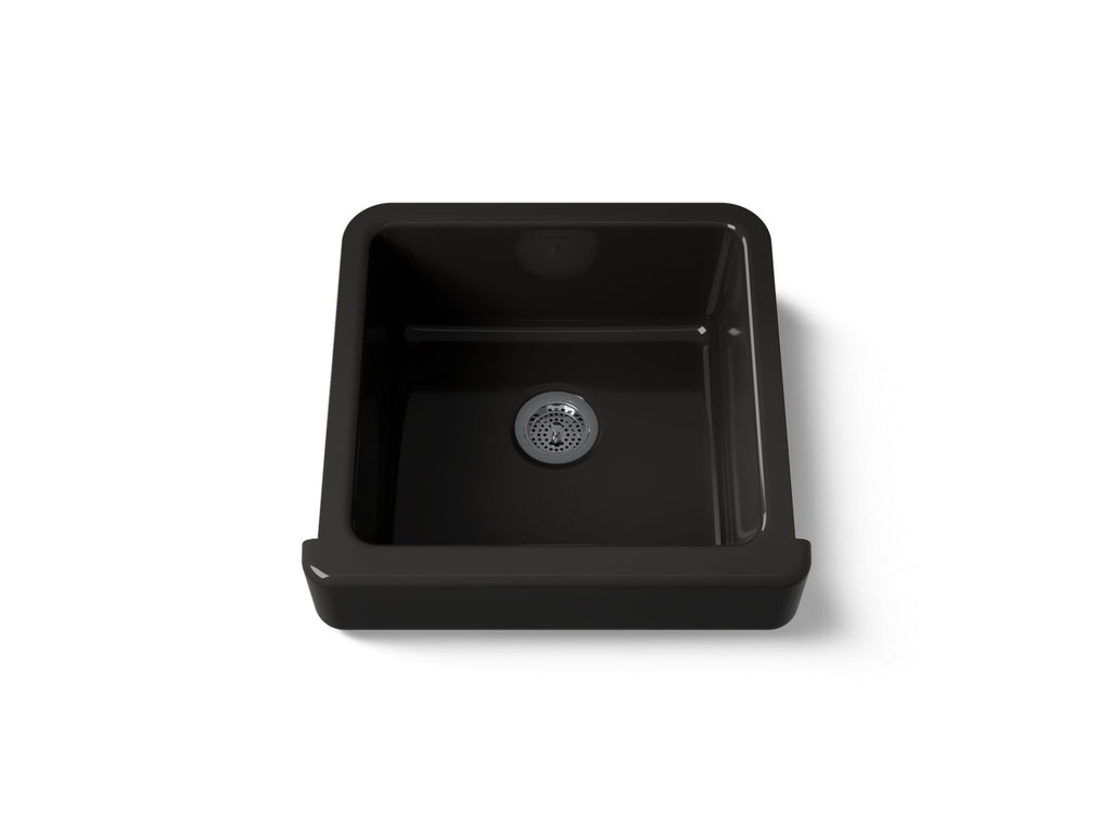 KOHLER K-5664-7 Whitehaven 23-1/2" Undermount Single-Bowl Farmhouse Kitchen Sink - Black Black